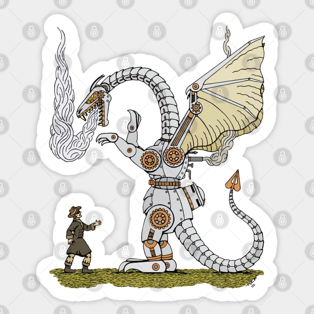 Mechanical Dragon Sticker by AzureLionProductions